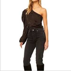 MISA bianca bodysuit black floral XS one sleeve